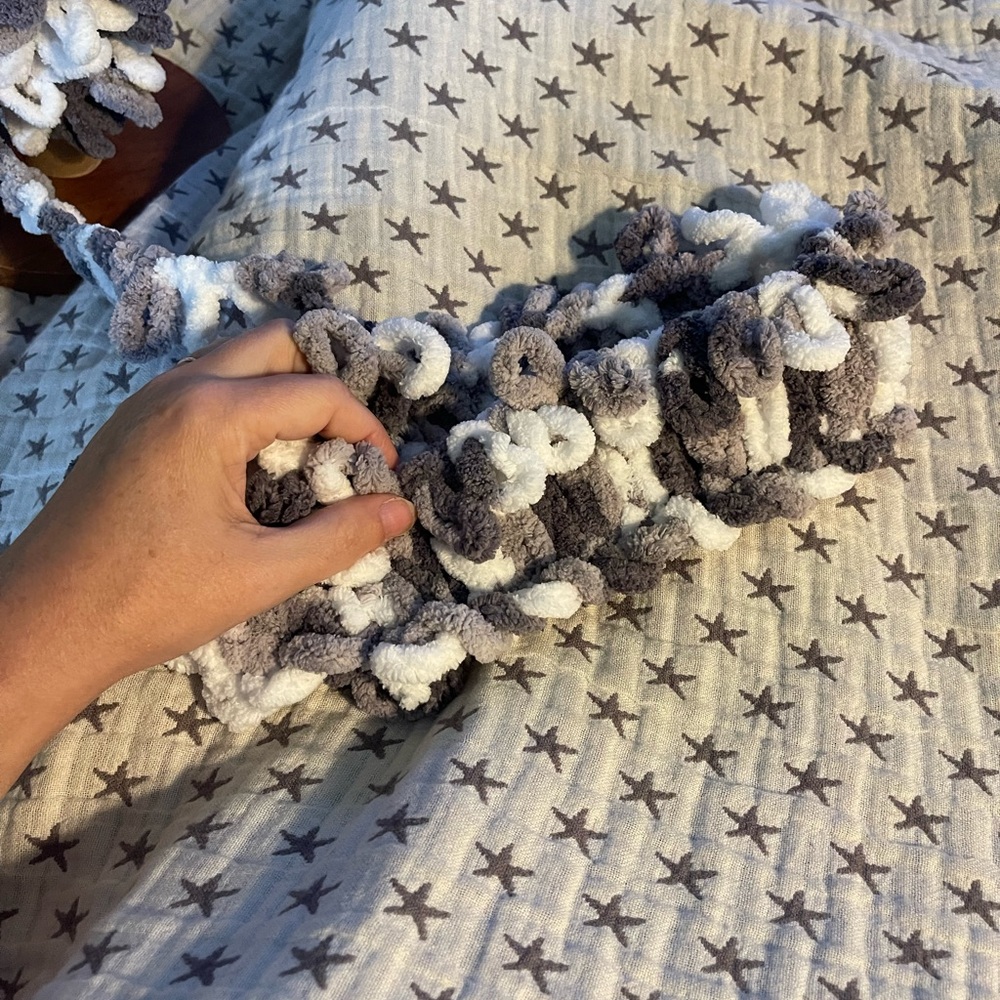 Handmade Women’s/Junior’s Winter Hat With Loopy Pom-Pom - Gray & White - Picture 7 of 9